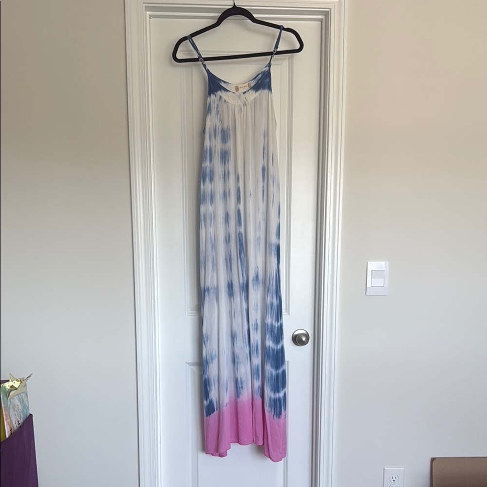 Altar'd State Blue and Pink Tie-Dye Maxi Dress